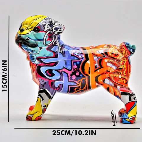 ArtZ® Pug Nordic Painted Statue Graffiti Dog Sculptures
