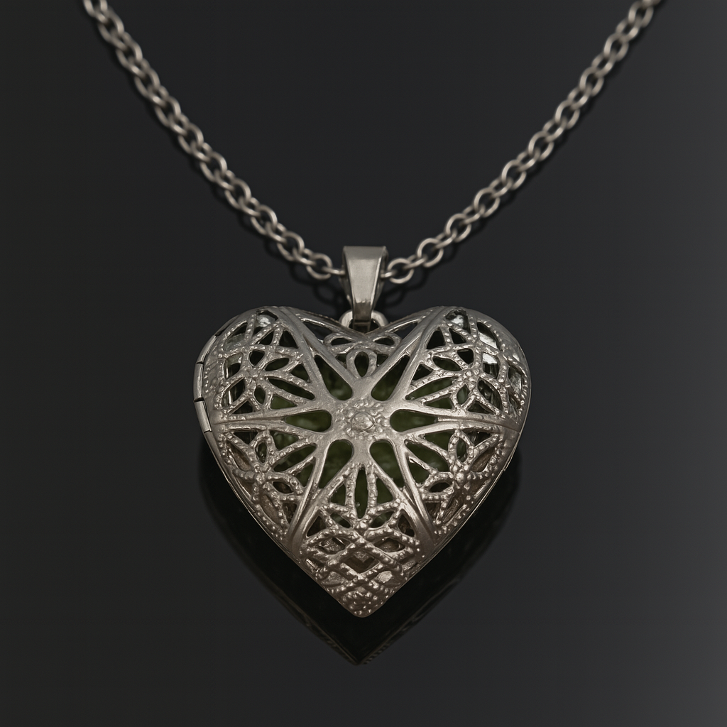 Nightglyphs Luminescent Lace Heart Pendant Necklace
