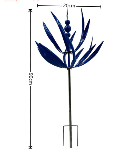 Blue Lotus Metal Outdoor Wind Spinner