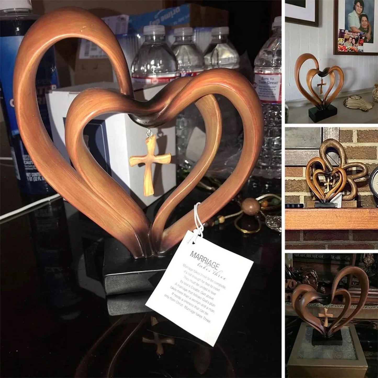 Entwined Heart and Cross Tabletop Accent