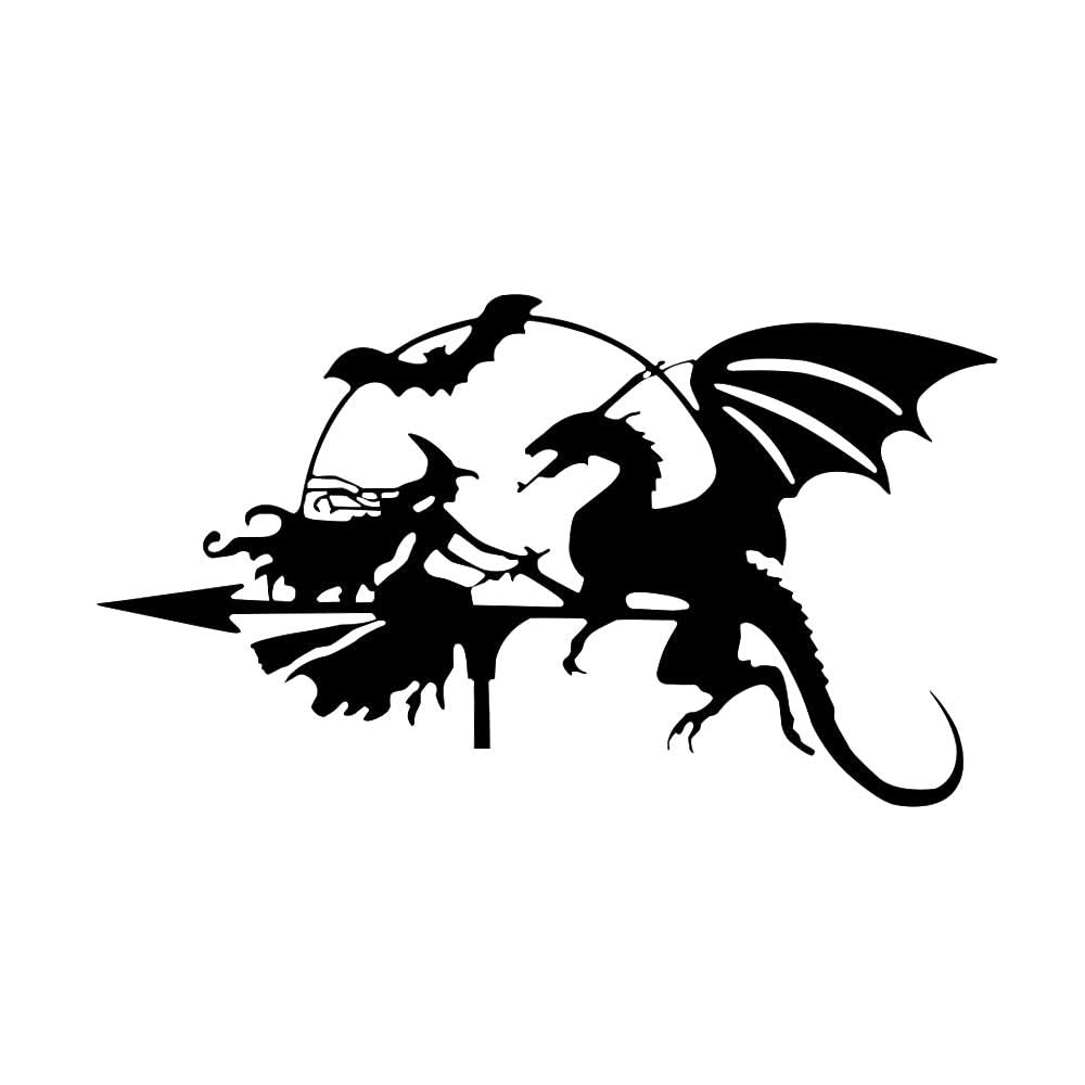 Witch and Dragon Fantasy Stainless Steel Weathervane
