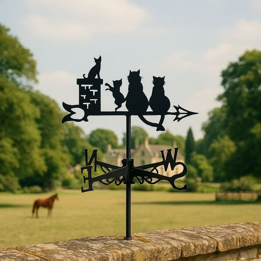 Cat Family Silhouette Stainless Steel Weathervane