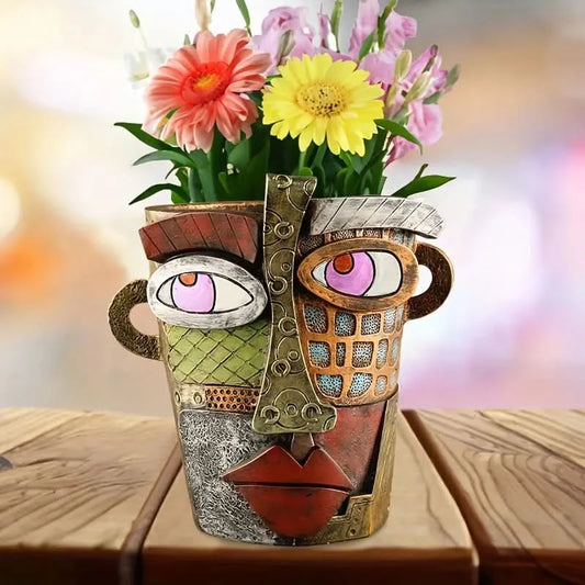 Abstract Face Ceramic Picasso-Style Planter