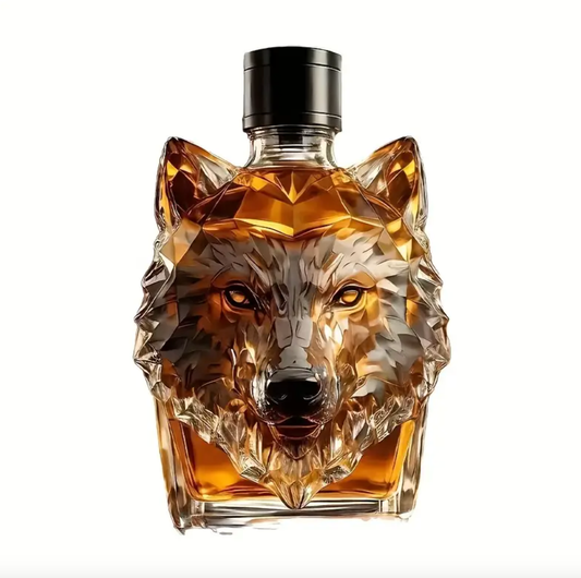 Wolf Head Decorative Glass Spirit Decanter