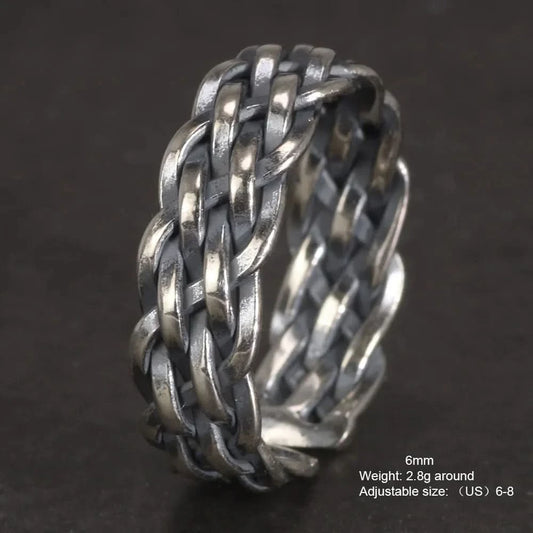 Wide Gleipnir Viking Ring 925 Sterling Silver