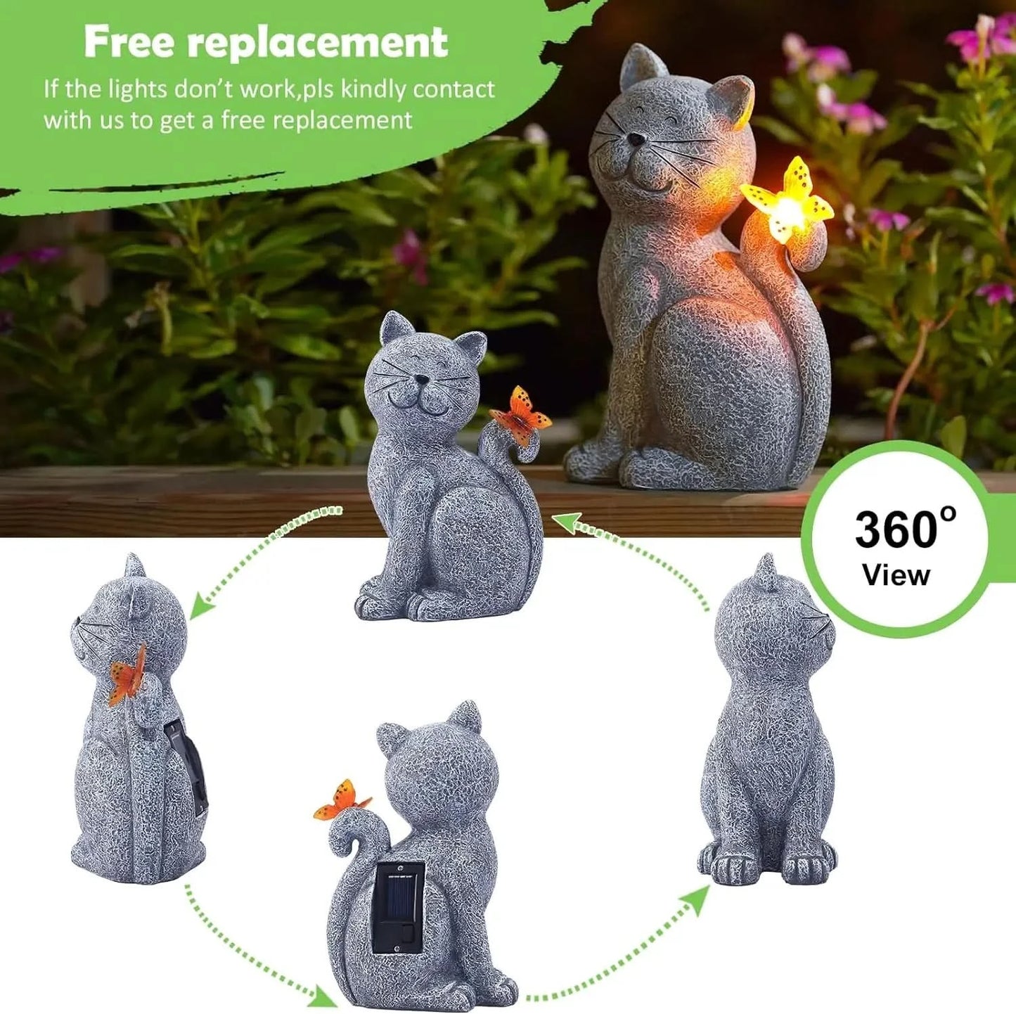 Solar Powered Cat Outdoor Garden Light