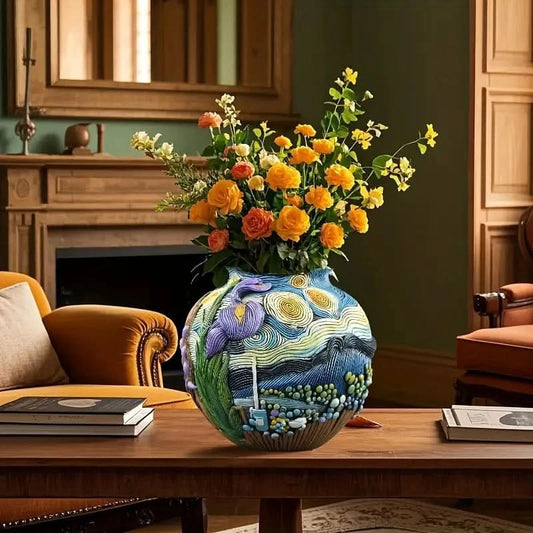 Van Gogh Style Decorative Flower Vase