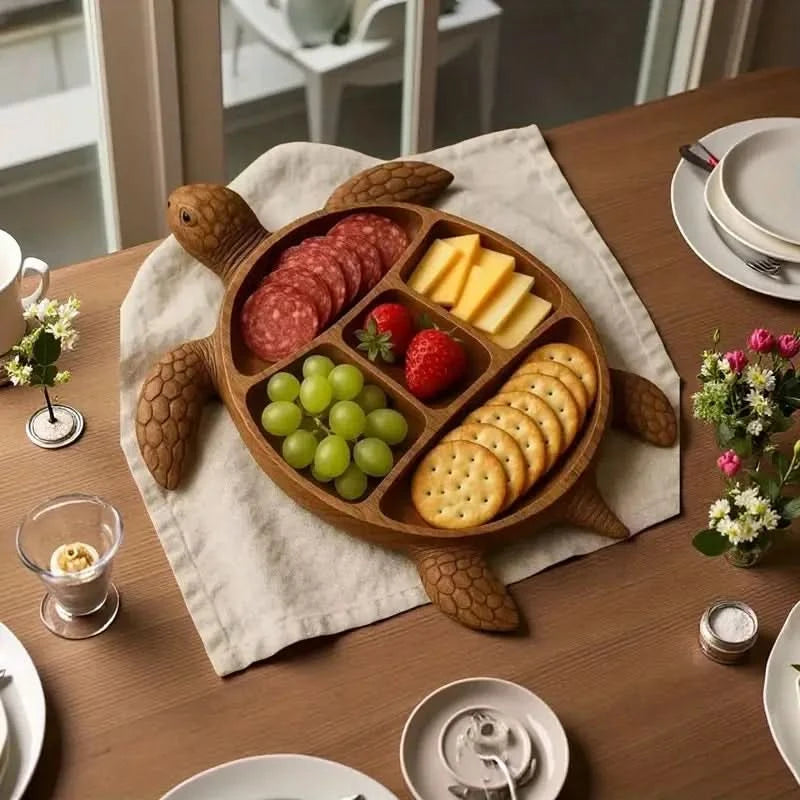 Turtle-Shaped Wooden Charcuterie Board