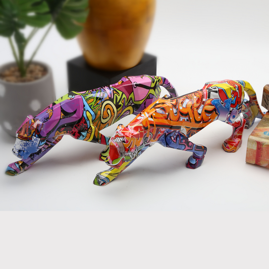 ArtZ® Graffiti Painted Panther Sculpture Sculptures