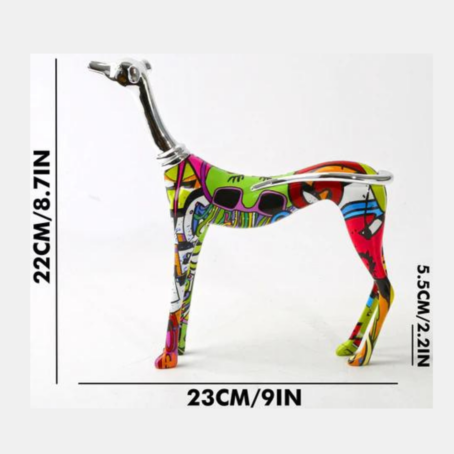 ArtZ® Greyhound Graffiti Painted Statue Graffiti Dog Sculptures