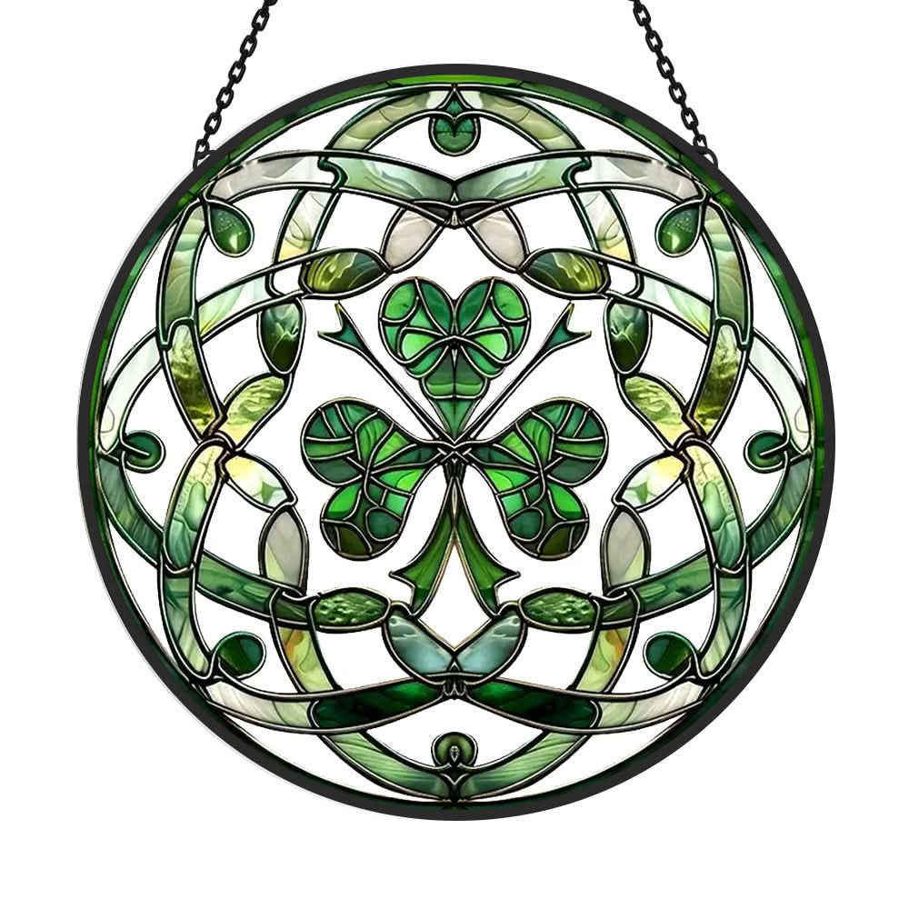 Celtic Knot Clover Sun Catcher Decoration Stained Glass Window Hanging