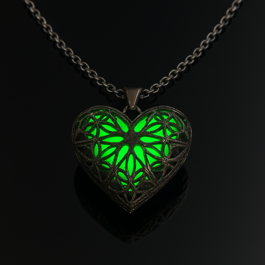 Nightglyphs Luminescent Lace Heart Pendant Necklace
