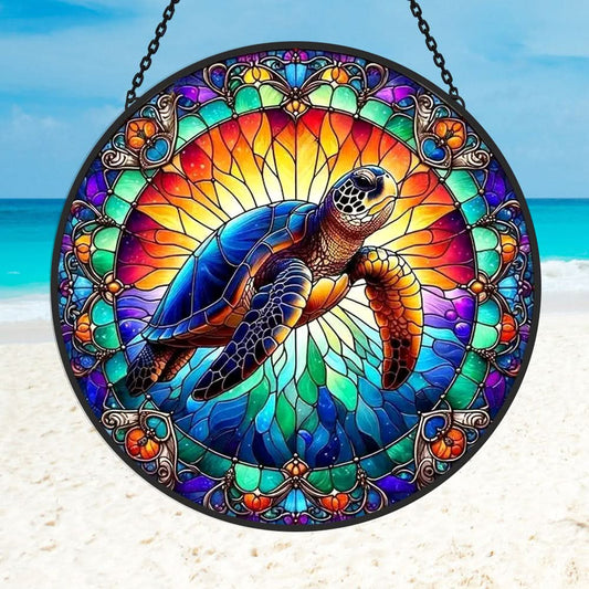 Sea Turtle Sun Catcher Decoration Stained Glass Window Hanging