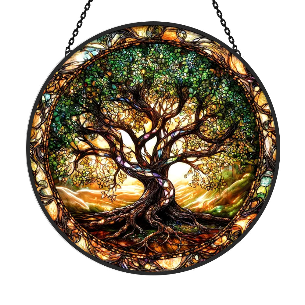 Tree of Life Sun Catcher Decoration Stained Glass Window Hanging