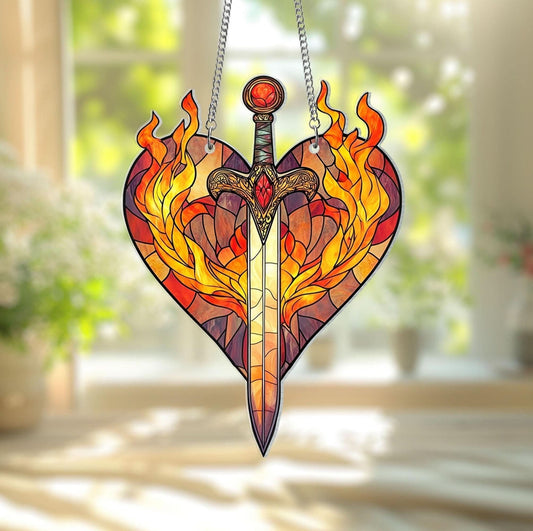 Fireheart Sword Fantasy Suncatcher