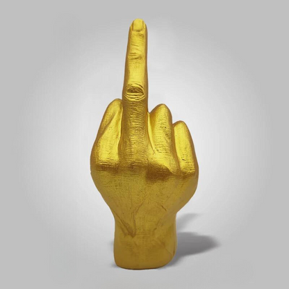 ArtZ® I Have A Bad Attitude Sculpture Middle Finger Sculpture Gold