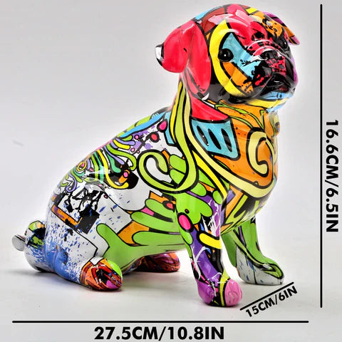 ArtZ® Pug Nordic Painted Statue Graffiti Dog Sculptures