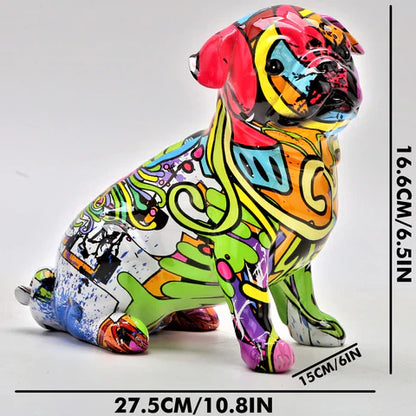 ArtZ® Pug Nordic Painted Statue Graffiti Dog Sculptures