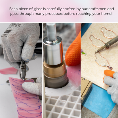 Hummingbird with Orange Flower Stained Glass Suncatcher