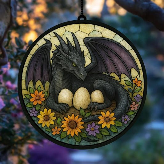 Onyx Storm Dragon Fantasy Suncatcher