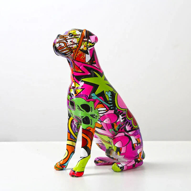 ArtZ® Boxer Nordic Painted Statue Graffiti Dog Sculptures Abstract