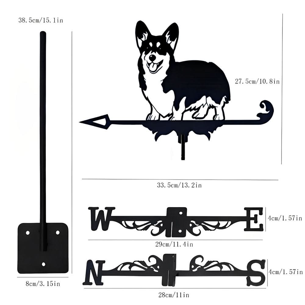 Corgi Dog Silhouette Stainless Steel Weathervane