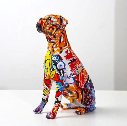 ArtZ® Boxer Nordic Painted Statue Graffiti Dog Sculptures Graffiti