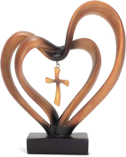 Entwined Heart and Cross Tabletop Accent