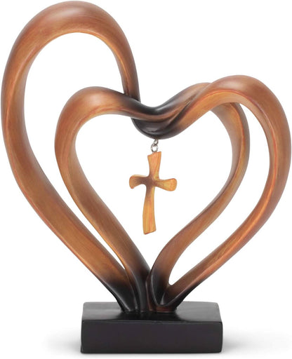 Entwined Heart and Cross Tabletop Accent