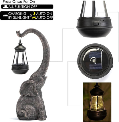 Solar Elephant Outdoor Garden Lamp