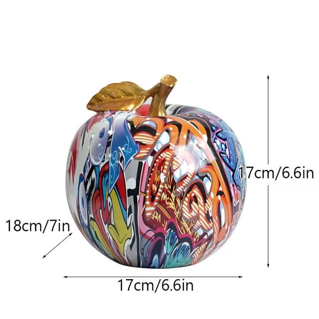 ArtZ® Graffiti Painted Apple Sculpture Graffiti Painted Apple Sculpture 7 by 6.6 by 6.6 inch (18x17x17cm)