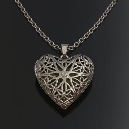 Nightglyphs Luminescent Lace Heart Pendant Necklace