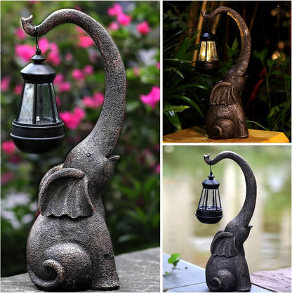 Solar Elephant Outdoor Garden Lamp