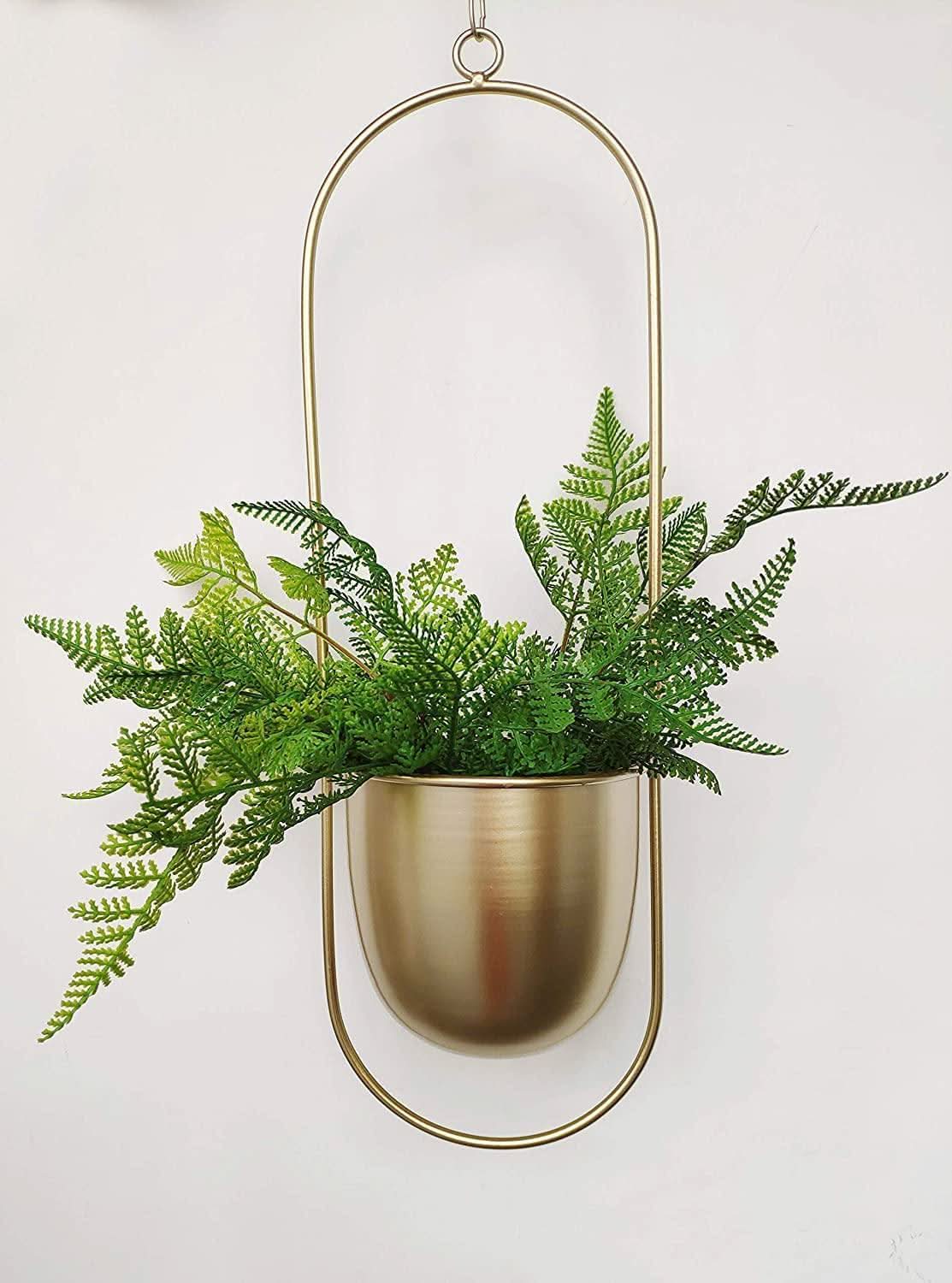 Halo Metal Hanging Planter Gold / Oblong | Lily & Eden