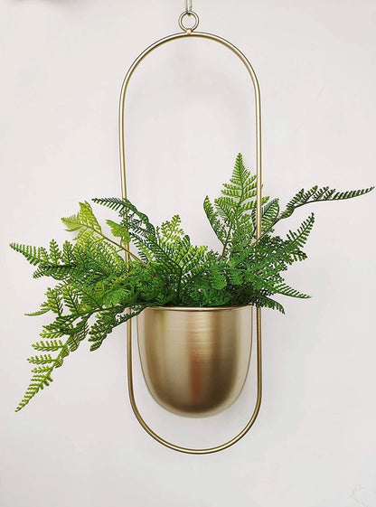 Halo Metal Hanging Planter Gold / Oblong | Lily & Eden