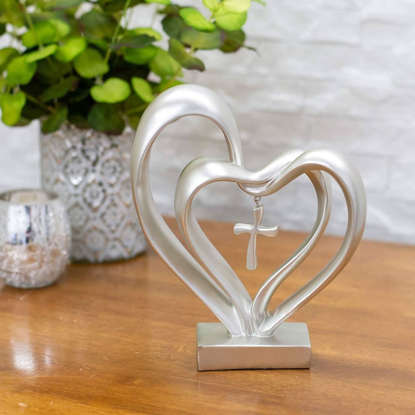 Entwined Heart and Cross Tabletop Accent