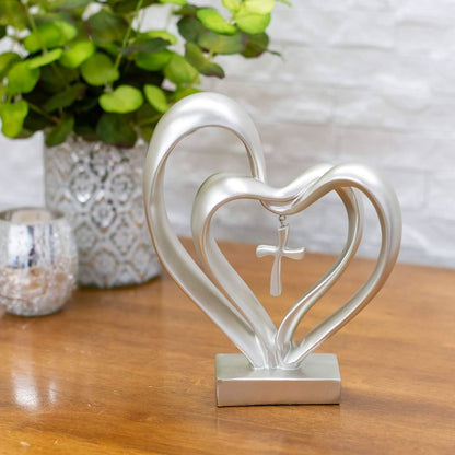 Entwined Heart and Cross Tabletop Accent