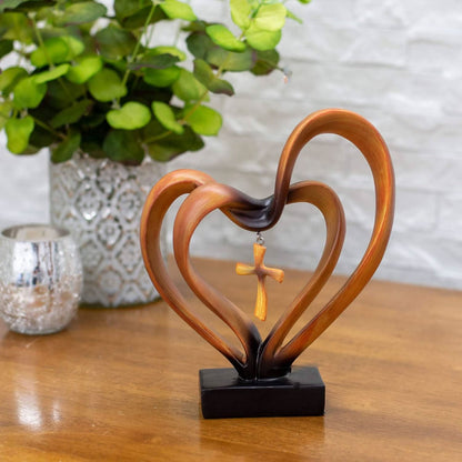 Entwined Heart and Cross Tabletop Accent