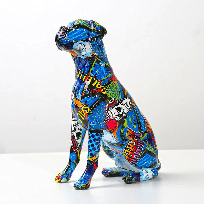 ArtZ® Boxer Nordic Painted Statue Graffiti Dog Sculptures Nordic