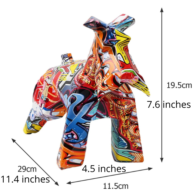 ArtZ® Schnauzer Graffiti Painted Statue Graffiti Dog Sculptures