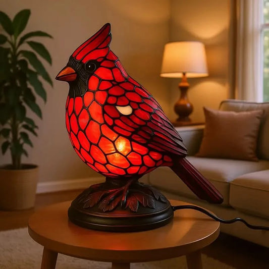 Glowing Cardinal Bird Accent Table Lamp
