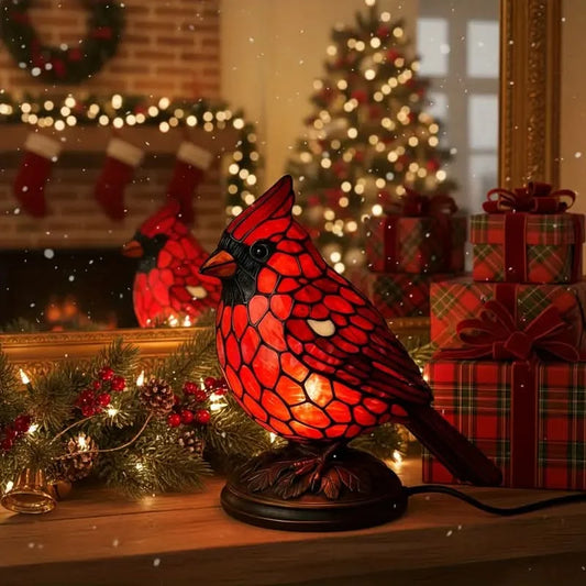 Glowing Cardinal Bird Accent Table Lamp