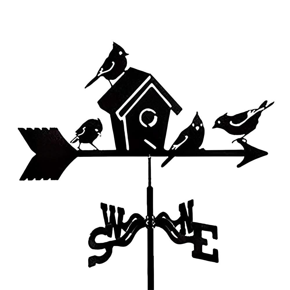 Birdhouse Garden Silhouette Stainless Steel Weathervane