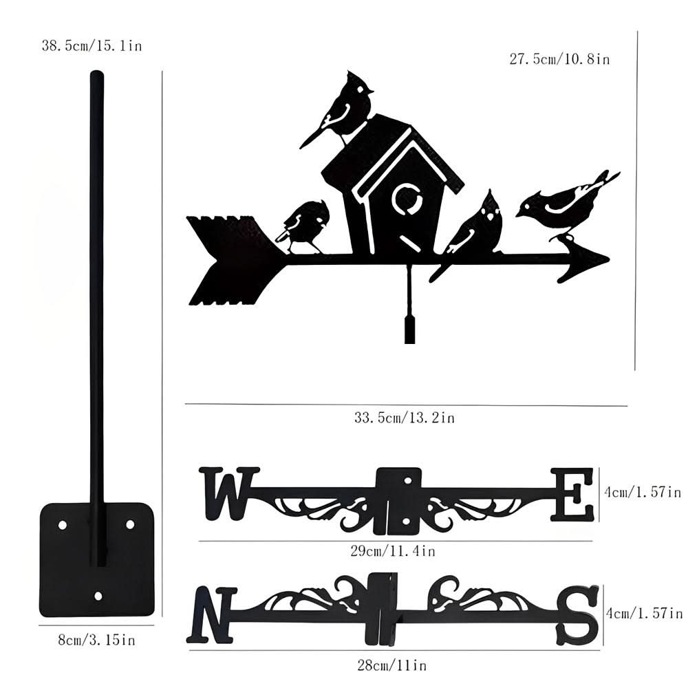 Birdhouse Garden Silhouette Stainless Steel Weathervane
