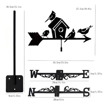 Birdhouse Garden Silhouette Stainless Steel Weathervane