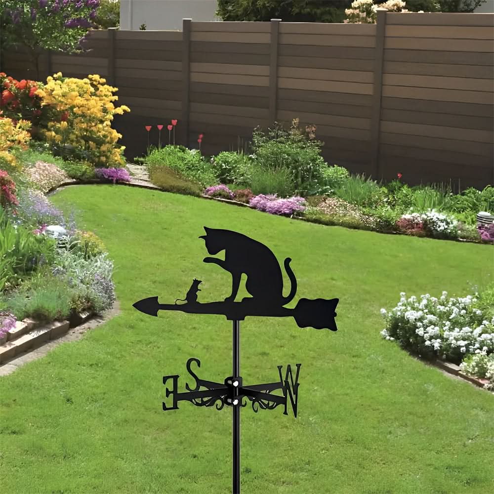 Cat and Mouse Scene Stainless Steel Weathervane