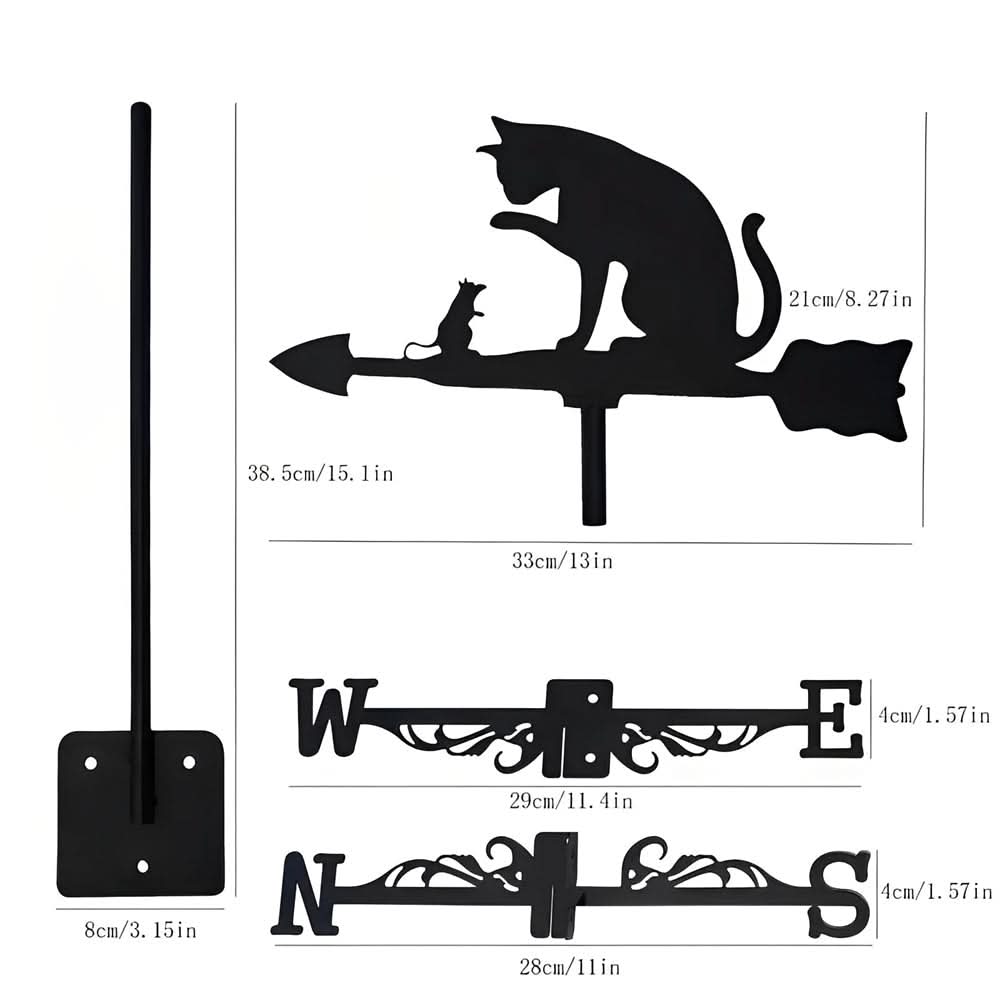 Cat and Mouse Scene Stainless Steel Weathervane