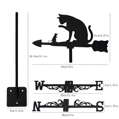 Cat and Mouse Scene Stainless Steel Weathervane