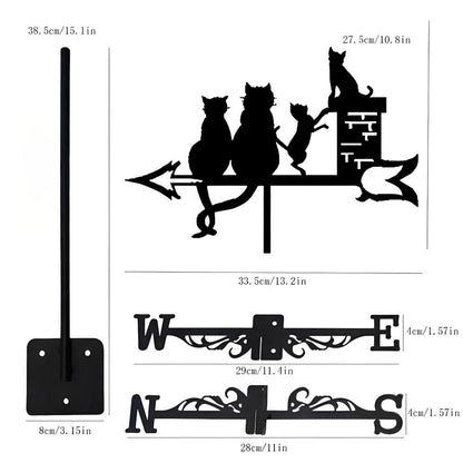 Cat Family Silhouette Stainless Steel Weathervane