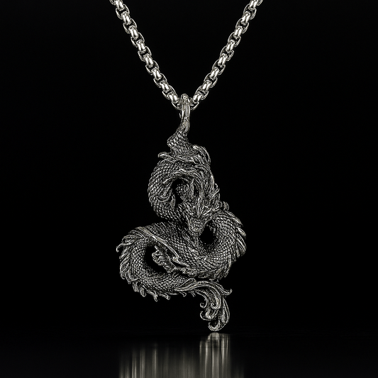 Dragon Coil Stainless Steel Men’s Necklace